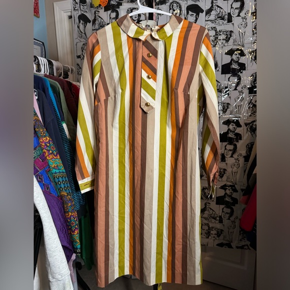 Vintage Dresses & Skirts - VTG Union Made Striped Dress